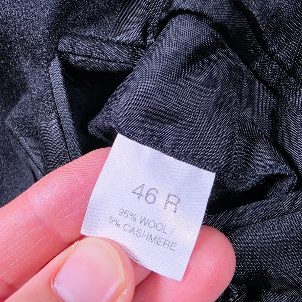 Jos A Bank Sport Coat Mens 46R Charcoal Gray Wool Cashmere Herringbone Blazer